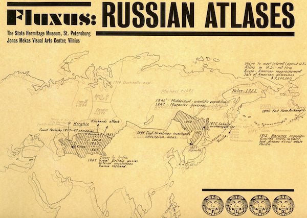 Item #1142 Fluxus: Russian Atlases. A Selection from the Jonas Mekas Visual Arts Center, Vilnius. Mikhail Piotrovskii Arturas Suokas, Astrit Schmidt-Burkhardt.